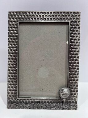 Vintage Golf Photo Picture Frame Textured Metal Golf Art 4x6 photo -Stand up GUC